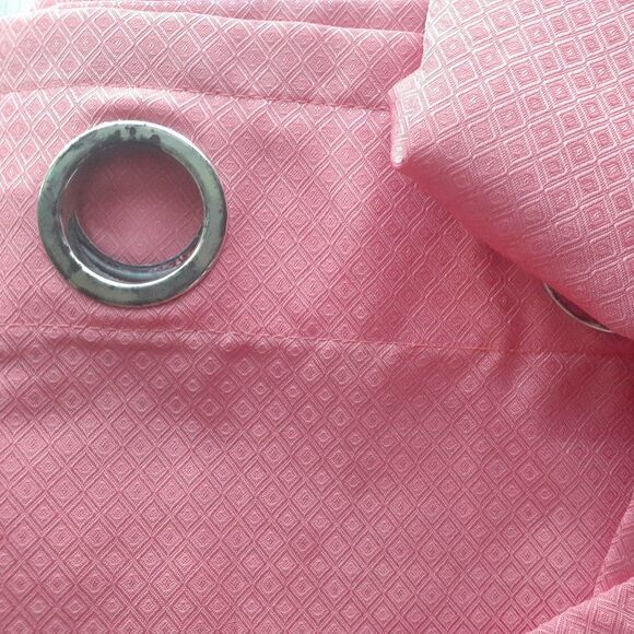 Grommet Top Pink Drapes Heavyweight Window Curtain Set of Two Diamond Pattern - Picture 10 of 10